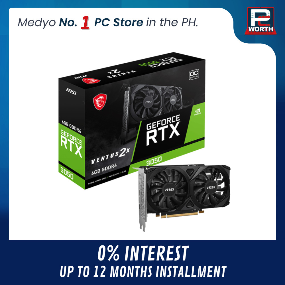GEFORCE RTX 3050 MSI VENTUS 2X E OC 6GB GDDR6 DUAL FAN | PC Worth
