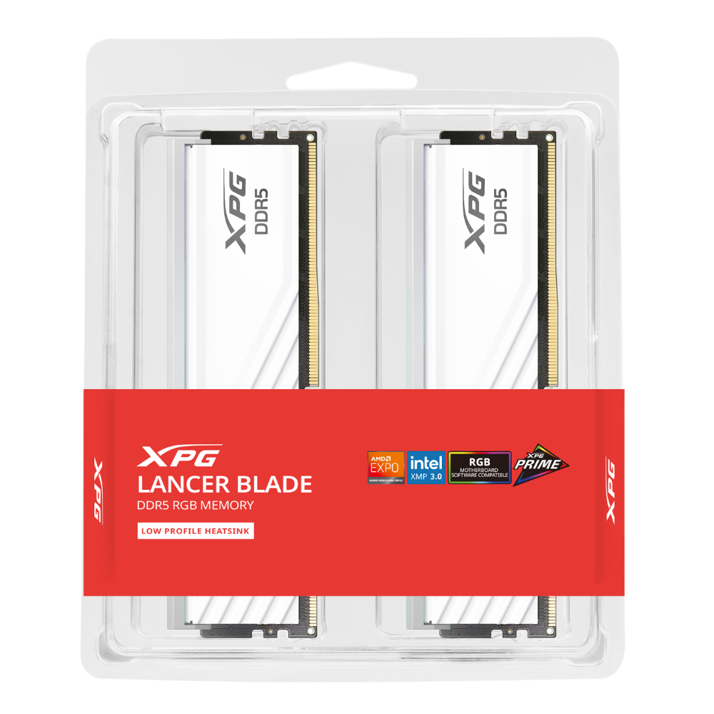 XPG LANCER RGB DDR5 16GBx2 6000MT/s ホワイト ADATA XPG LANCER BLADE RGB WHITE 16GBX2=32GB 6000MHZ DDR5 CL36 XMP